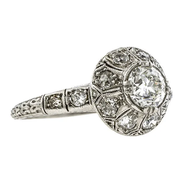 Art Deco Engagement Ring, Old Euro 0.61ct