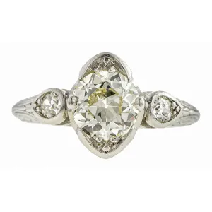 Art Deco Engagement Ring, Old European Cut 1.31ct