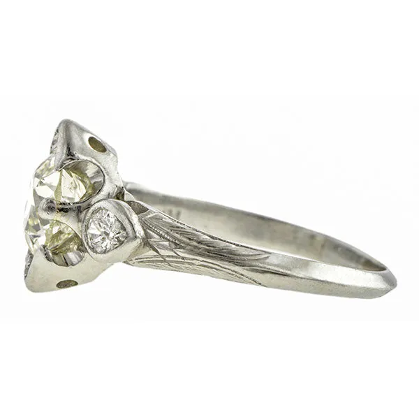Art Deco Engagement Ring, Old European Cut 1.31ct