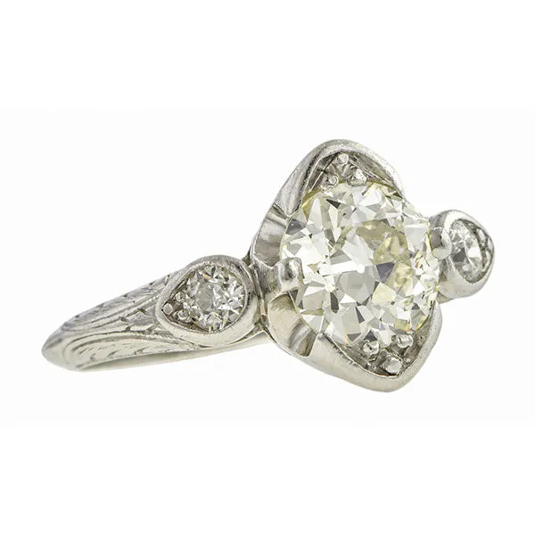 Art Deco Engagement Ring, Old European Cut 1.31ct