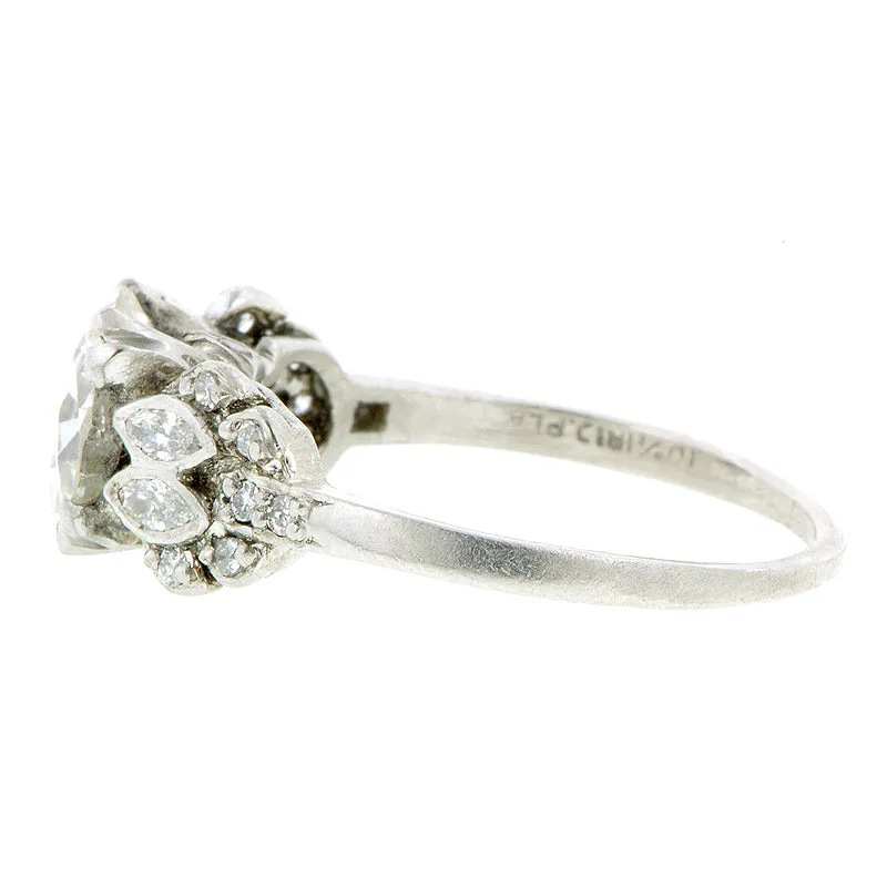 Art Deco TRB 1.62ct Platinum Engagement Ring
