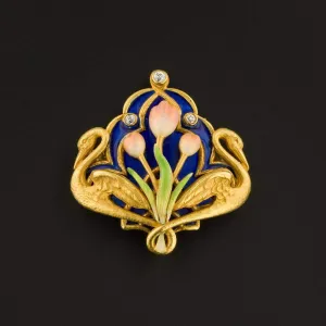 Art Nouveau Brooch | Enamel Brooch