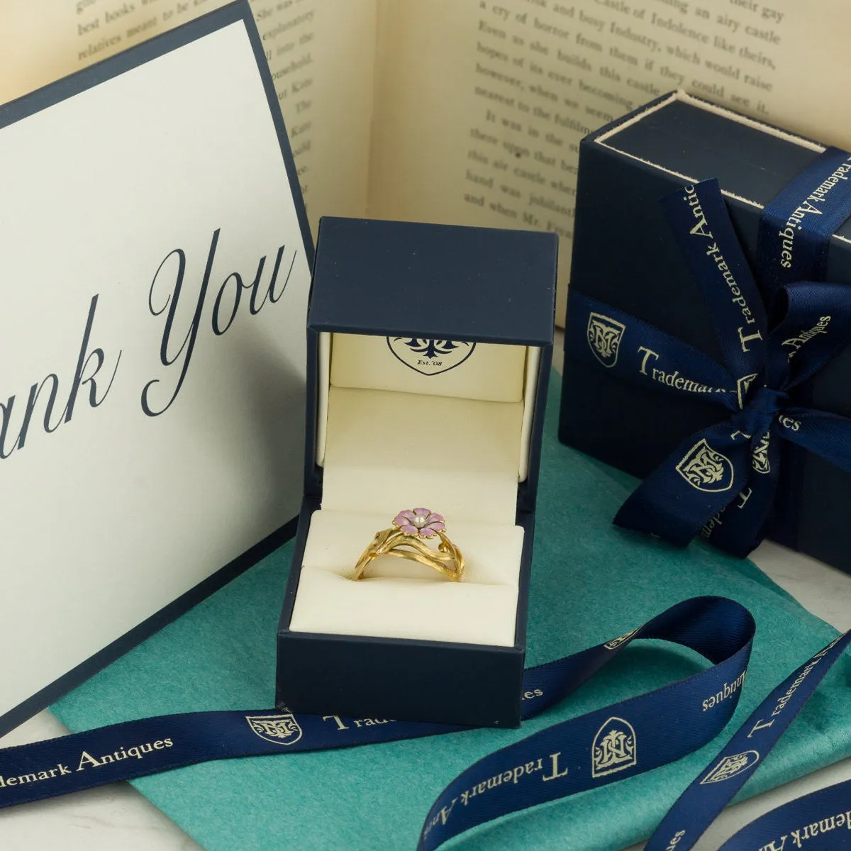Art Nouveau Iris in Heart Brooch of 14k Gold by Bippart & Co.