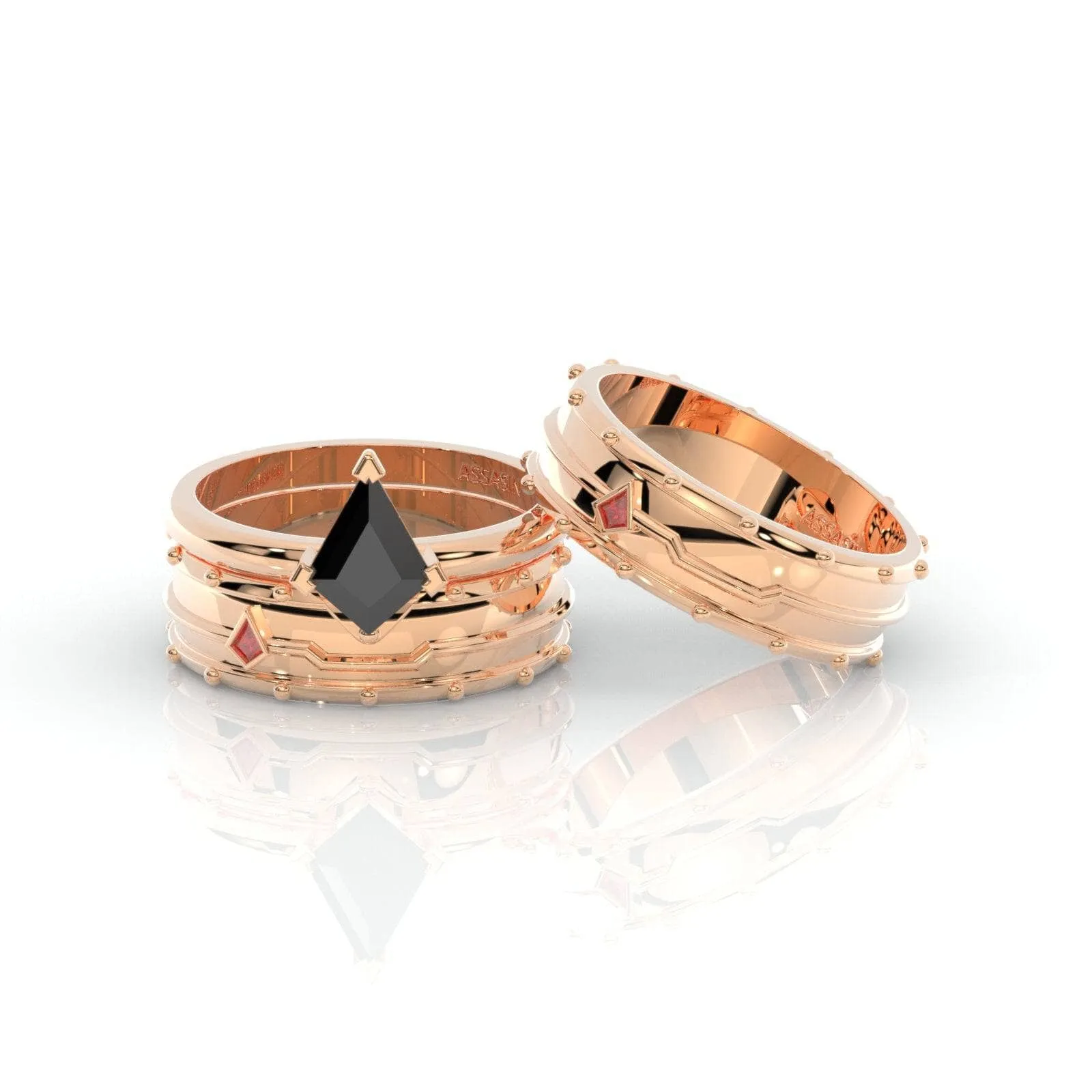 Assasin's Promise Ring Set (Women)- 14k Yellow Gold Video Game Inspired Rings