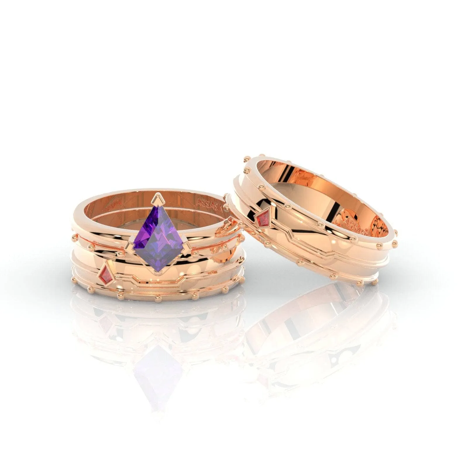 Assasin's Promise Ring Set (Women)- 14k Yellow Gold Video Game Inspired Rings