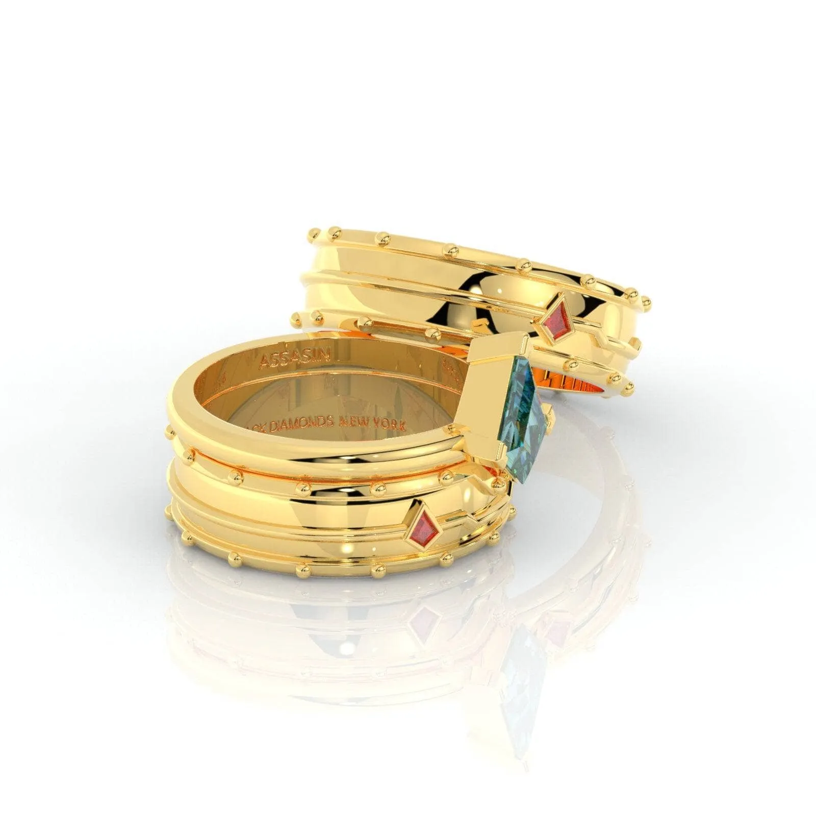 Assasin's Promise Ring Set (Women)- 14k Yellow Gold Video Game Inspired Rings