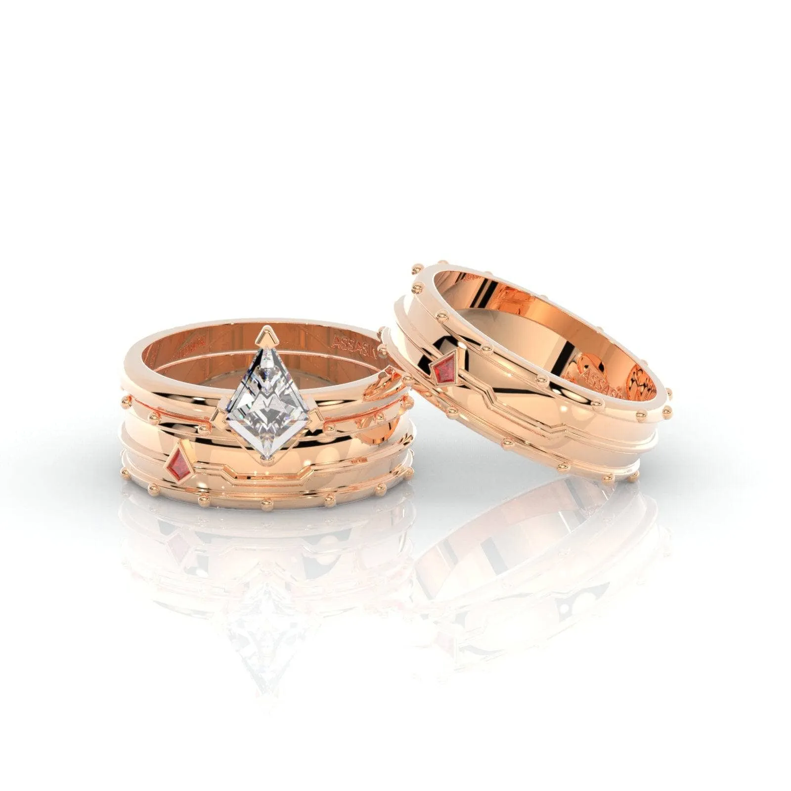 Assasin's Promise Ring Set (Women)- 14k Yellow Gold Video Game Inspired Rings