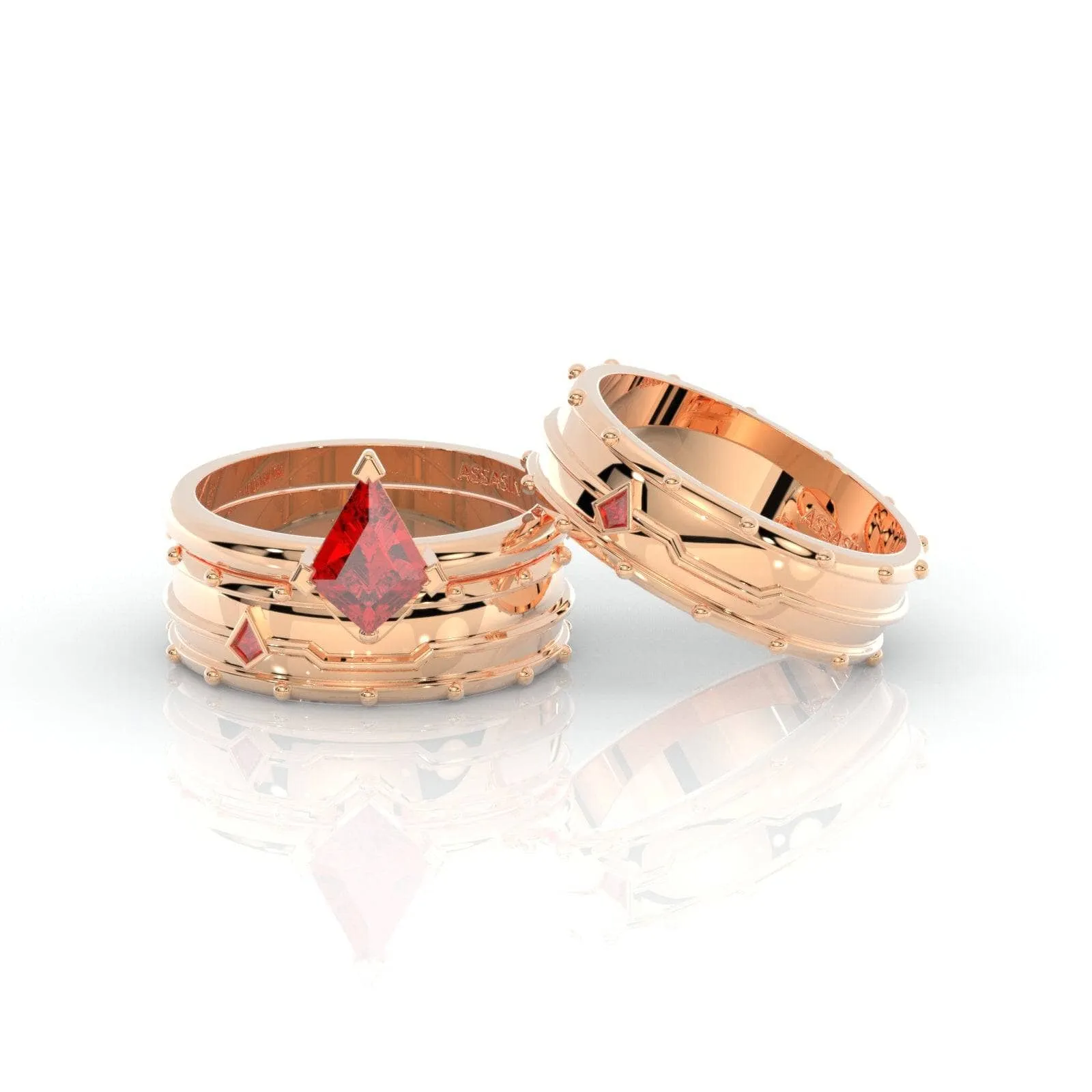 Assasin's Promise Ring Set (Women)- 14k Yellow Gold Video Game Inspired Rings