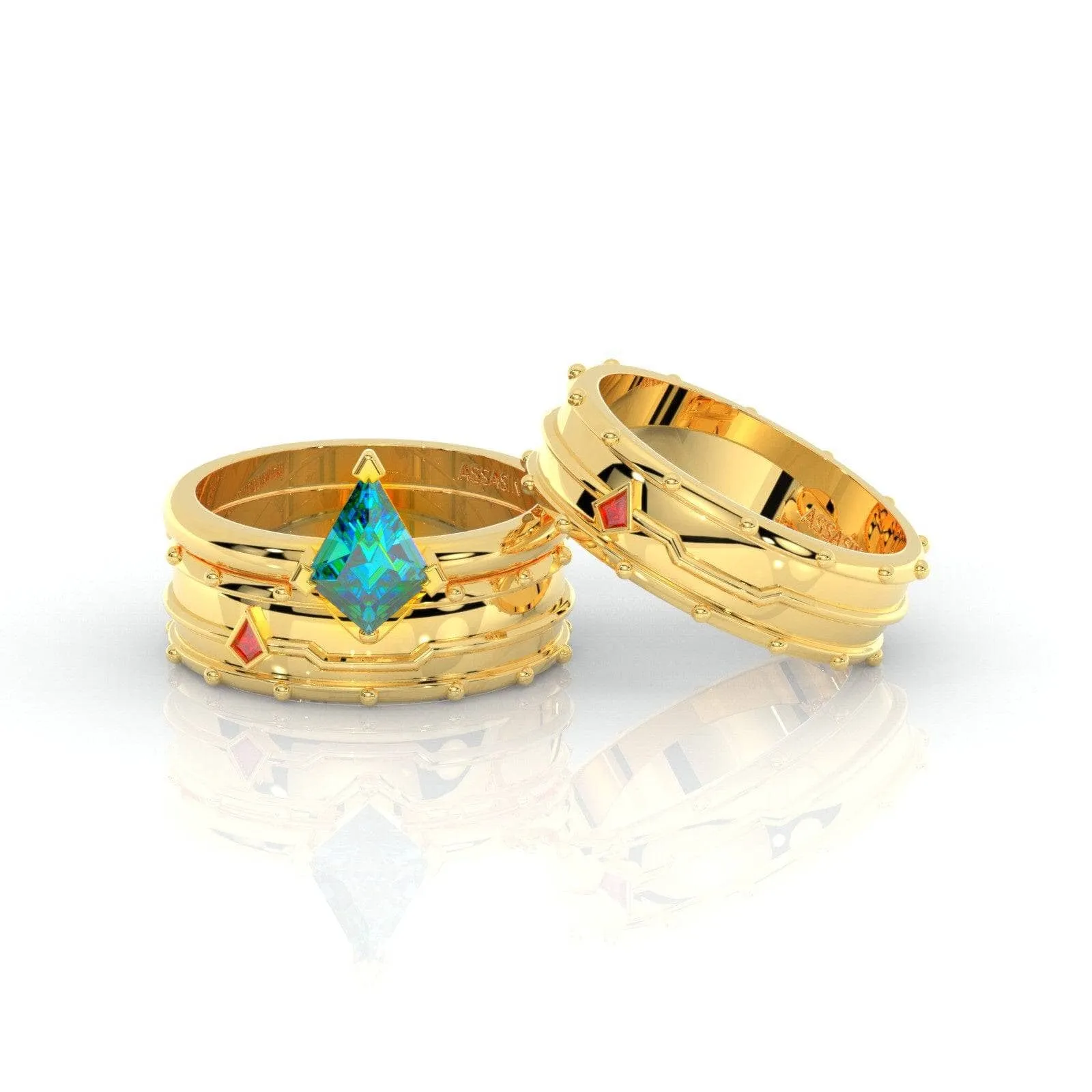 Assasin's Promise Ring Set (Women)- 14k Yellow Gold Video Game Inspired Rings