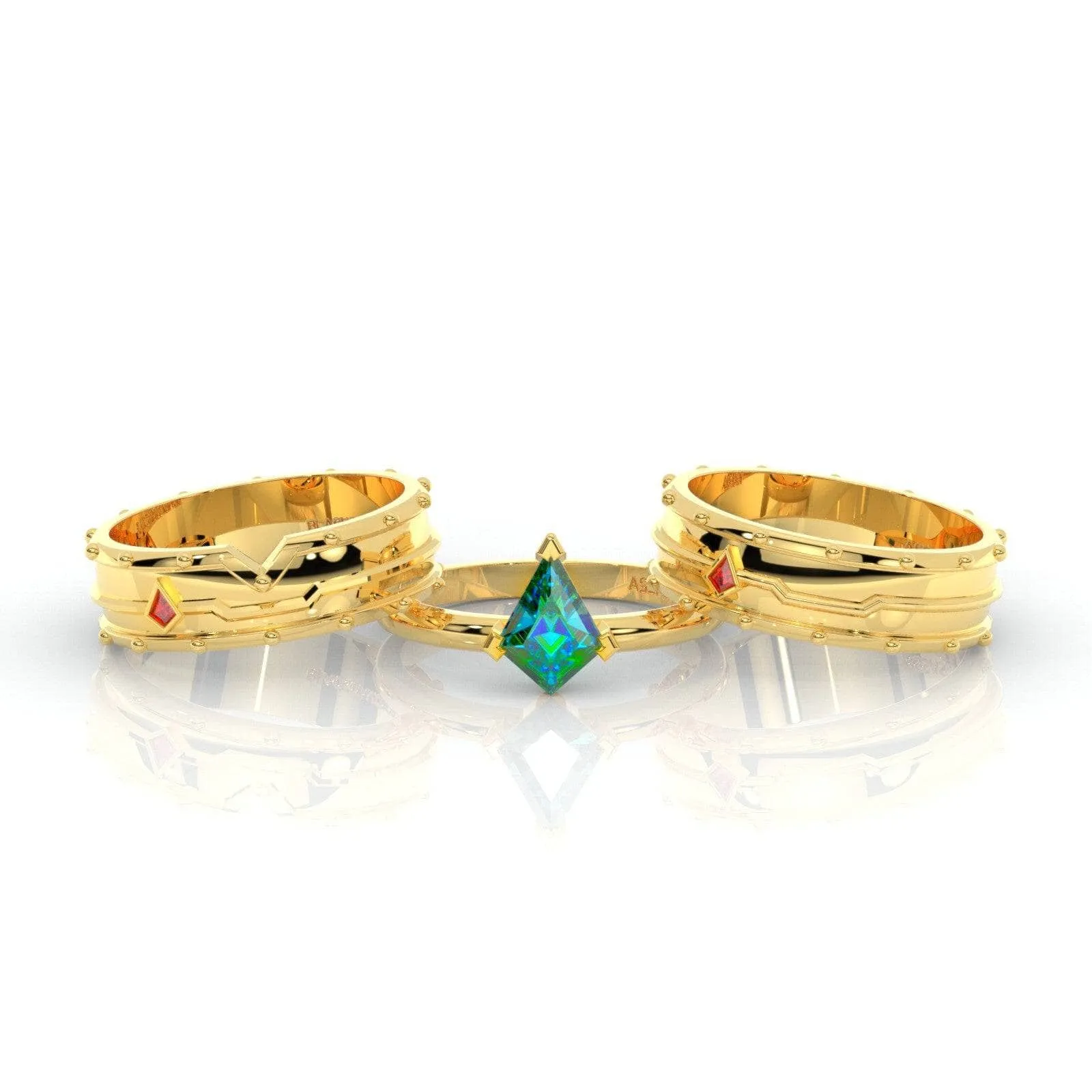 Assasin's Promise Ring Set (Women)- 14k Yellow Gold Video Game Inspired Rings