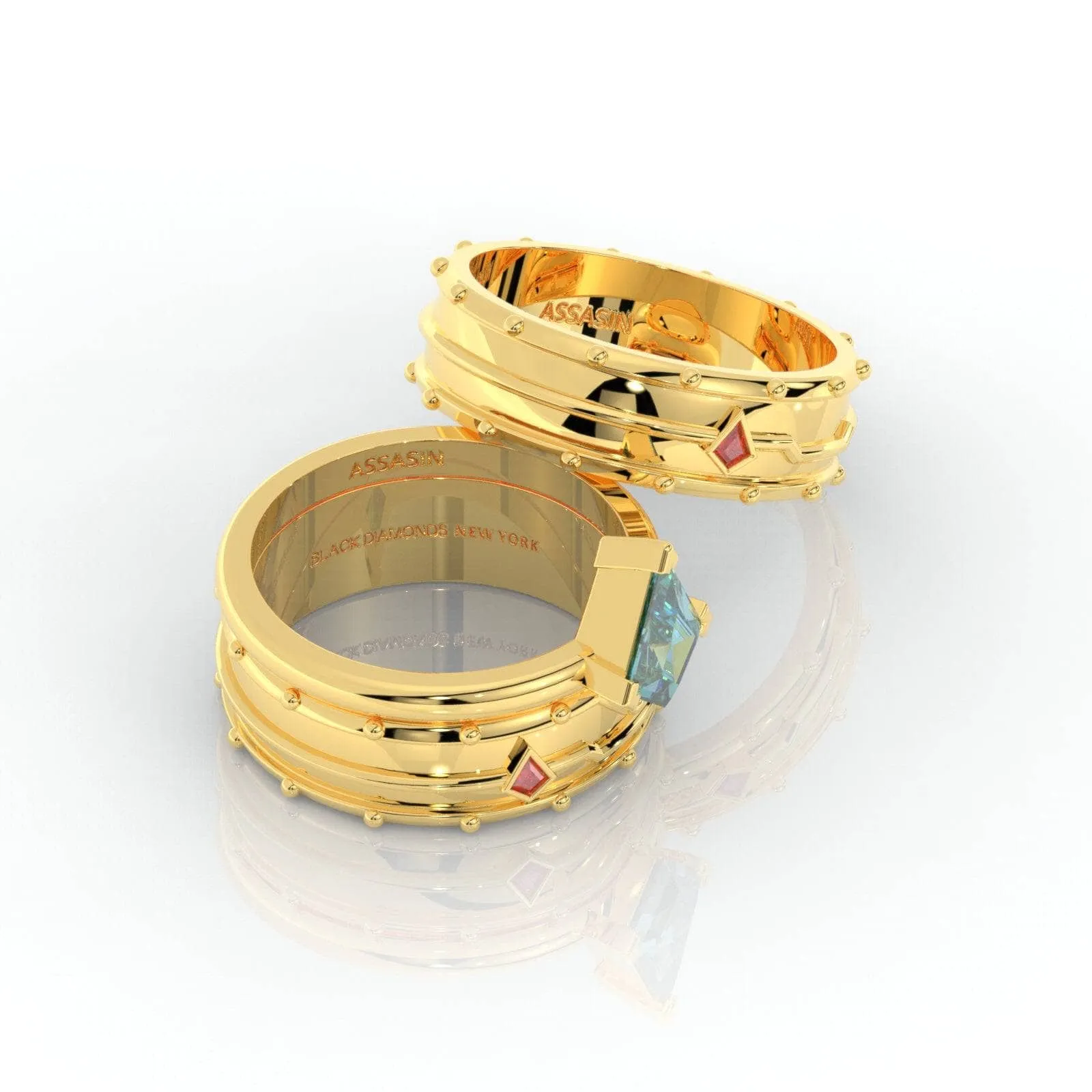 Assasin's Promise Ring Set (Women)- 14k Yellow Gold Video Game Inspired Rings