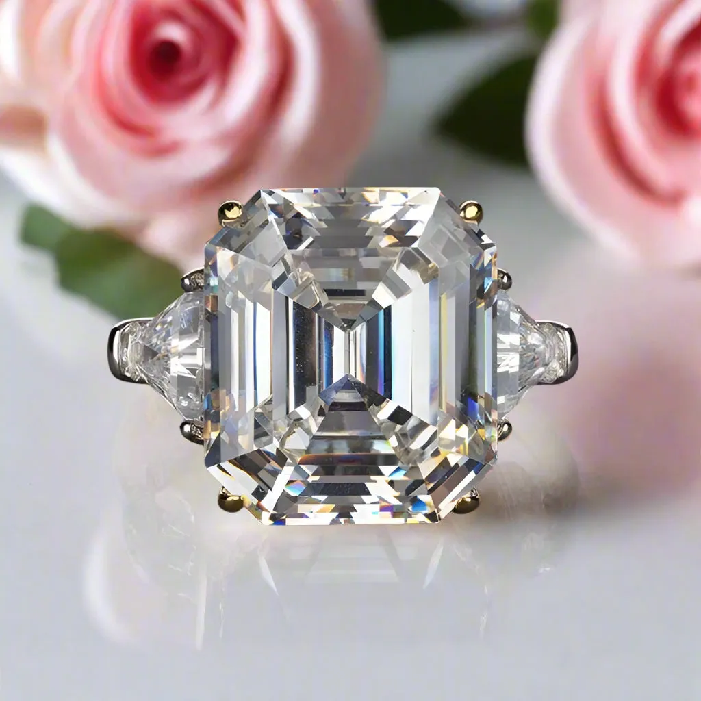 Asscher Cut and Trillion Cut Three Stone Engagement Ring