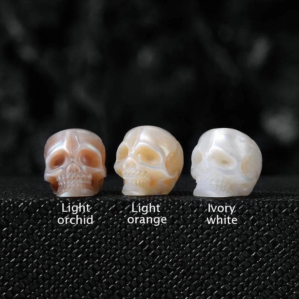 Asymmetrical Pearl Skull Cubic Zirconia CZ Pendant Necklace