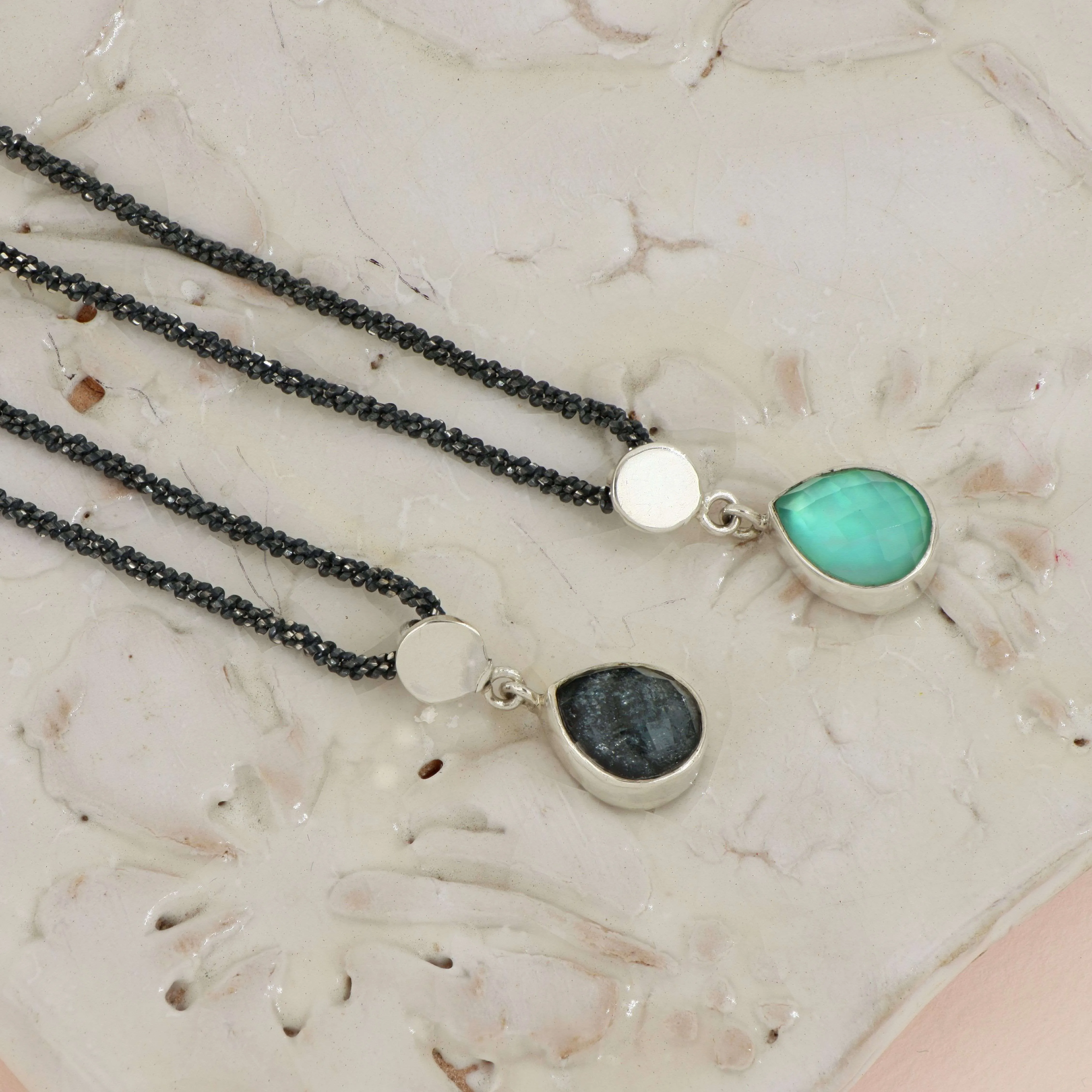 Athena drop necklace with green onyx