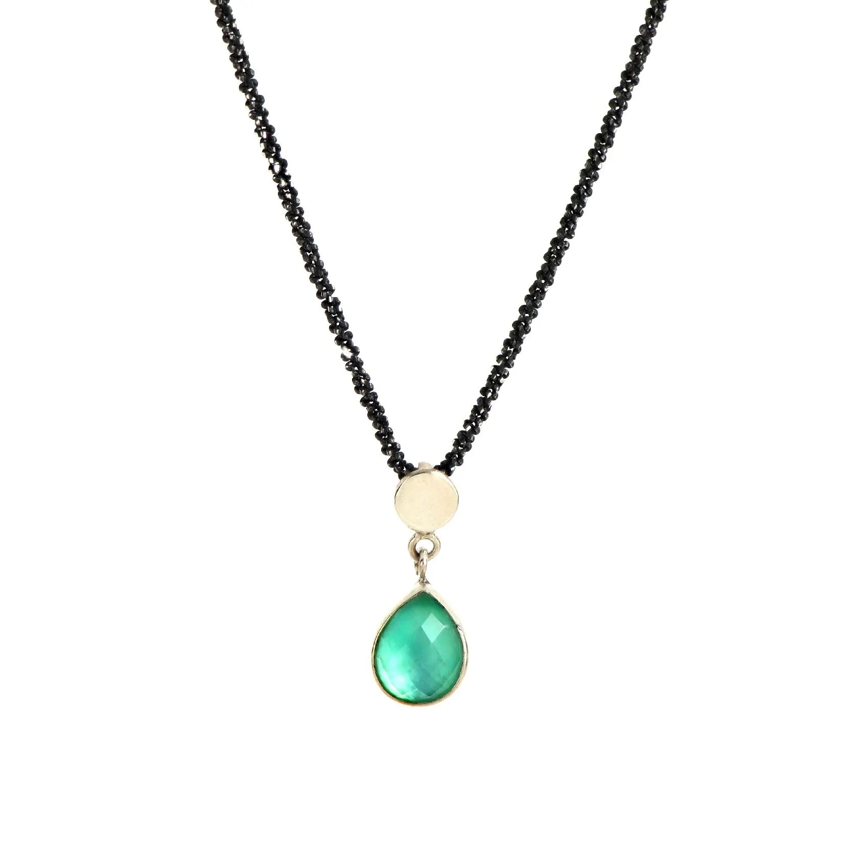 Athena drop necklace with green onyx