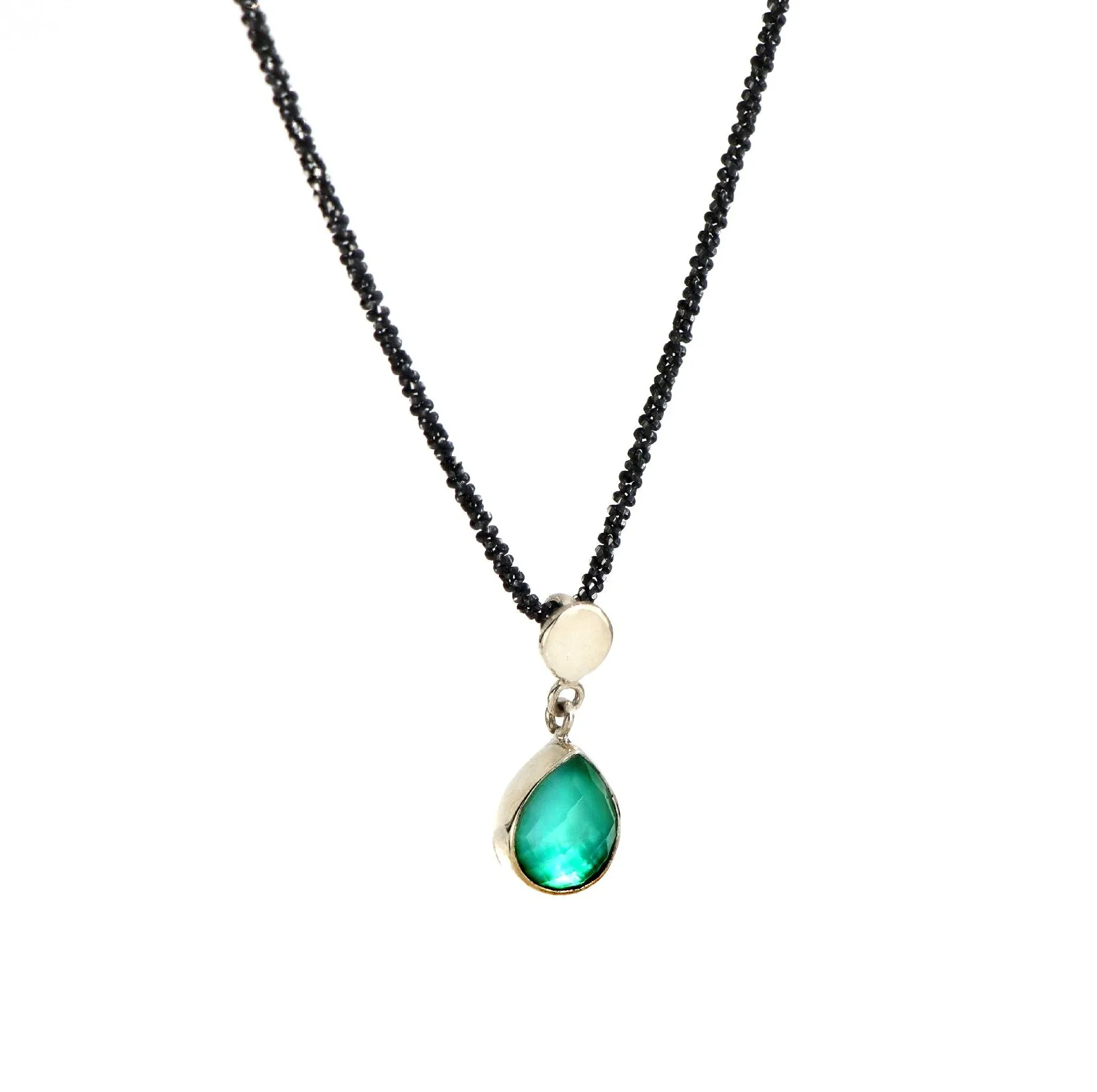 Athena drop necklace with green onyx