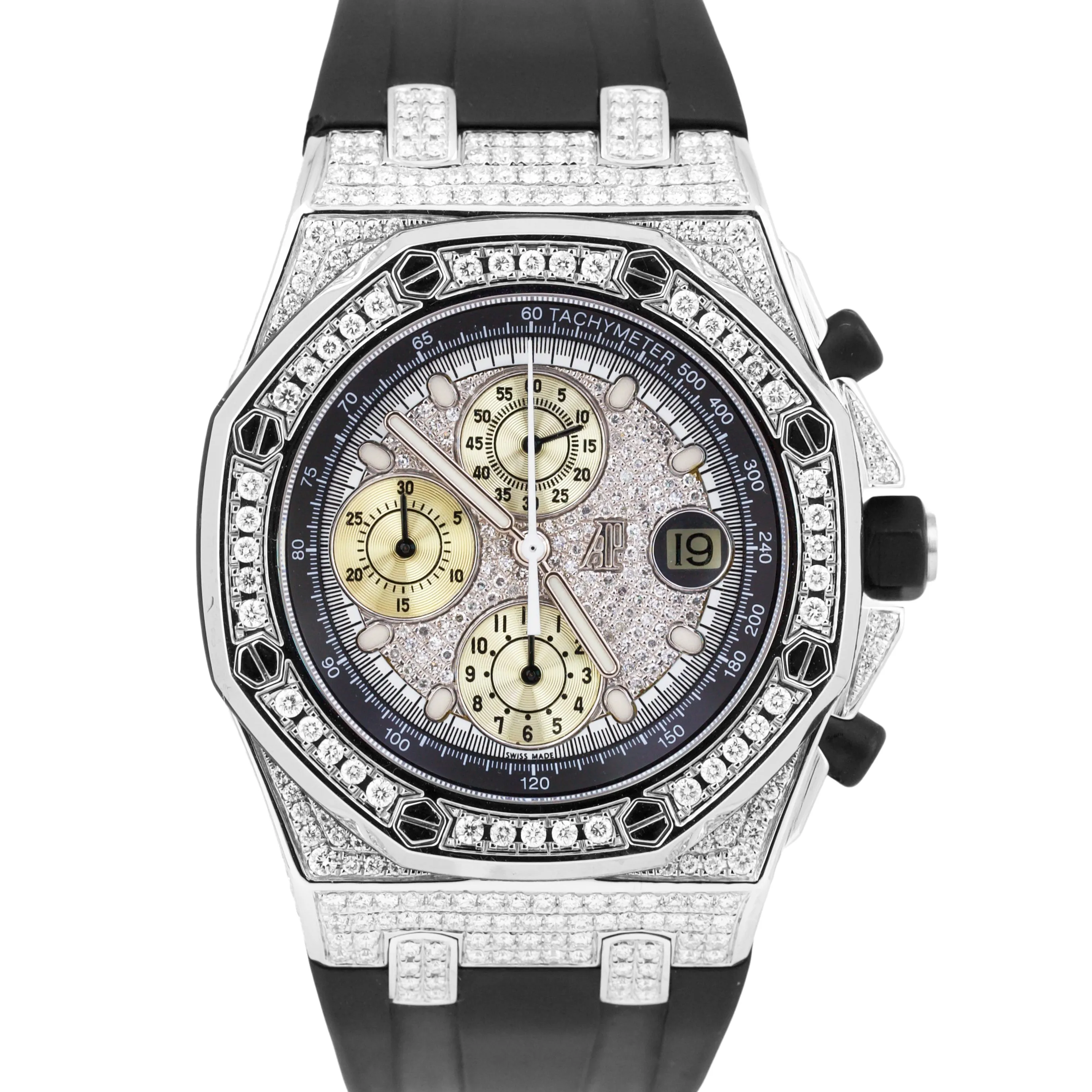 Audemars Piguet Royal Oak Offshore 42mm DIAMOND PAVE Black Rubber 25940SK Watch