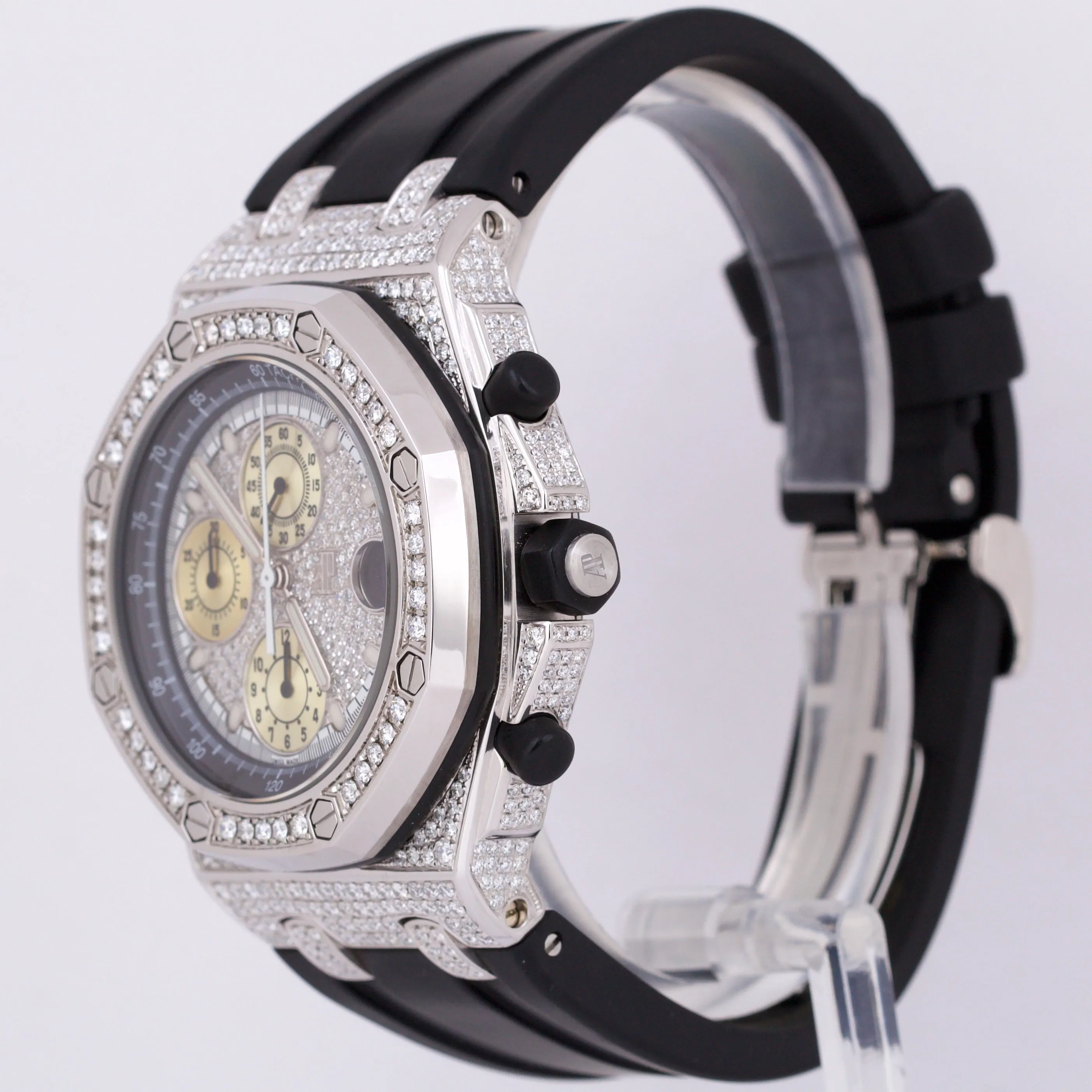 Audemars Piguet Royal Oak Offshore 42mm DIAMOND PAVE Black Rubber 25940SK Watch