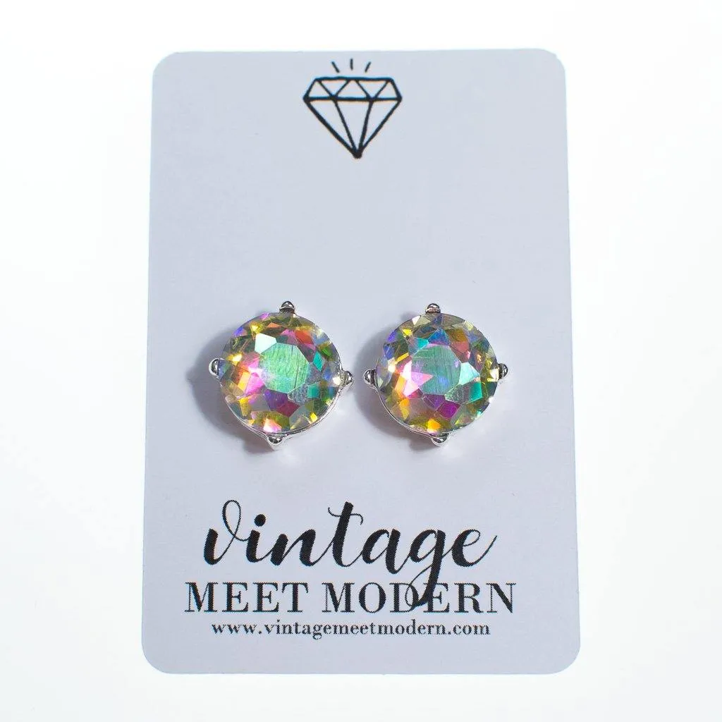 Aurora Borealis Crystal Stud Earrings