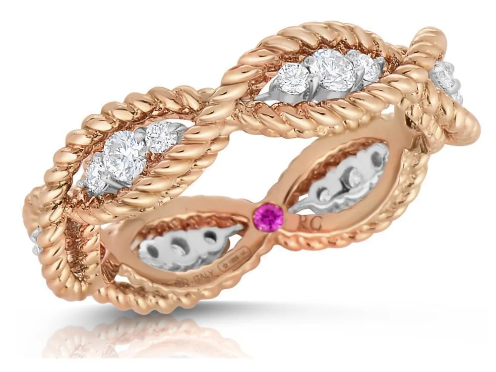Barocco Braided Diamond Ring in Rose Gold