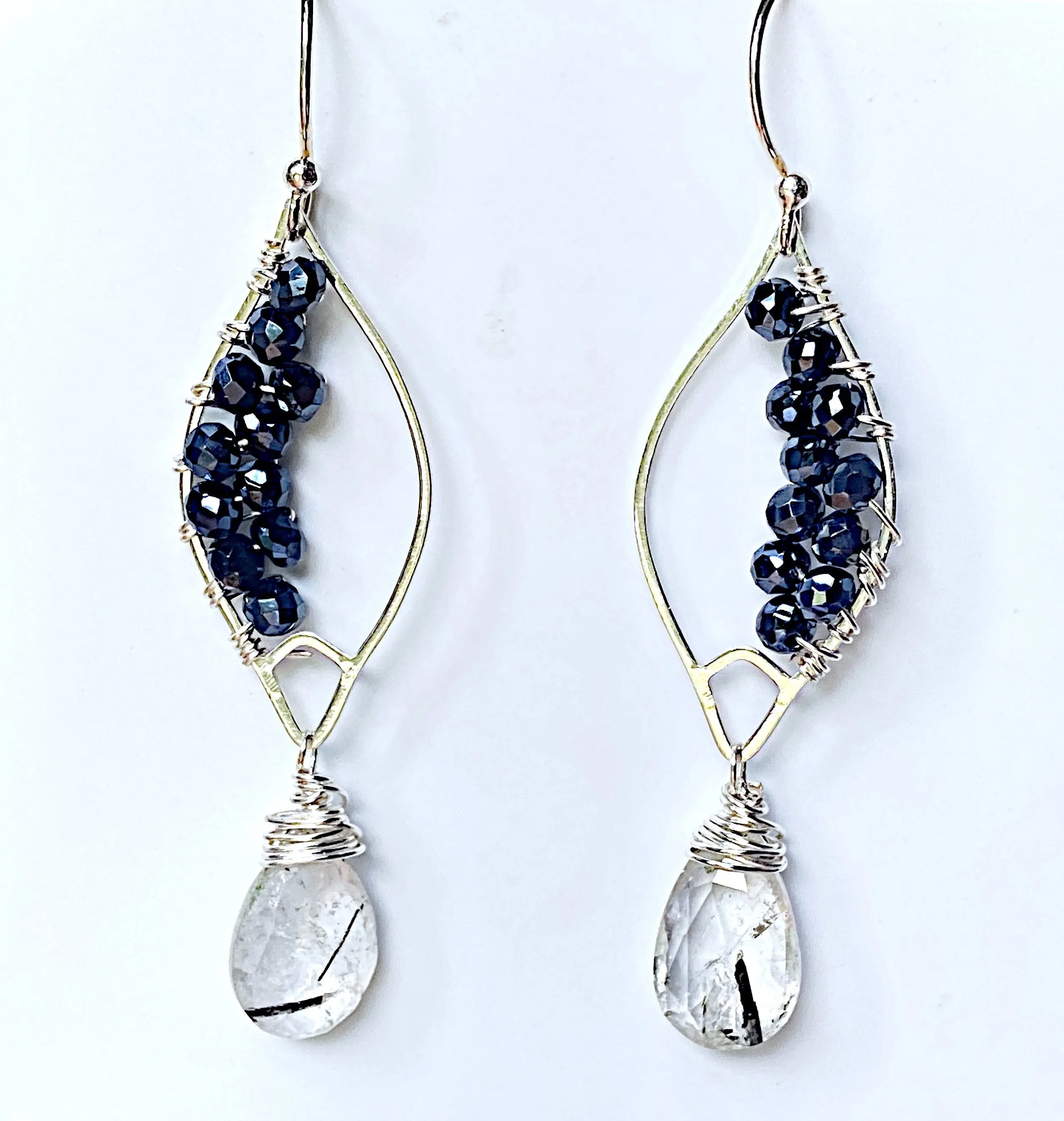 Beaded Rutilated Quartz Earrings