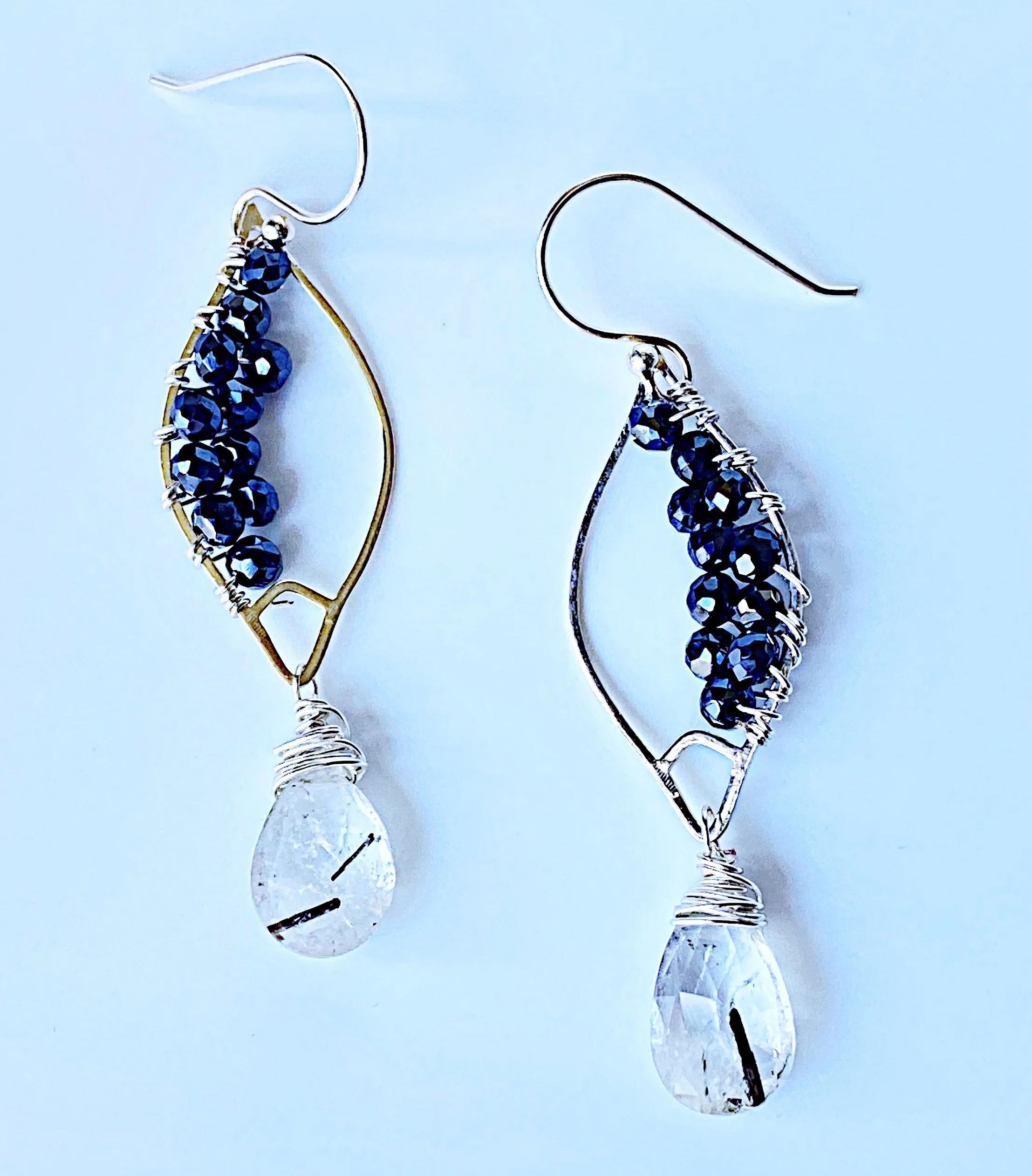 Beaded Rutilated Quartz Earrings