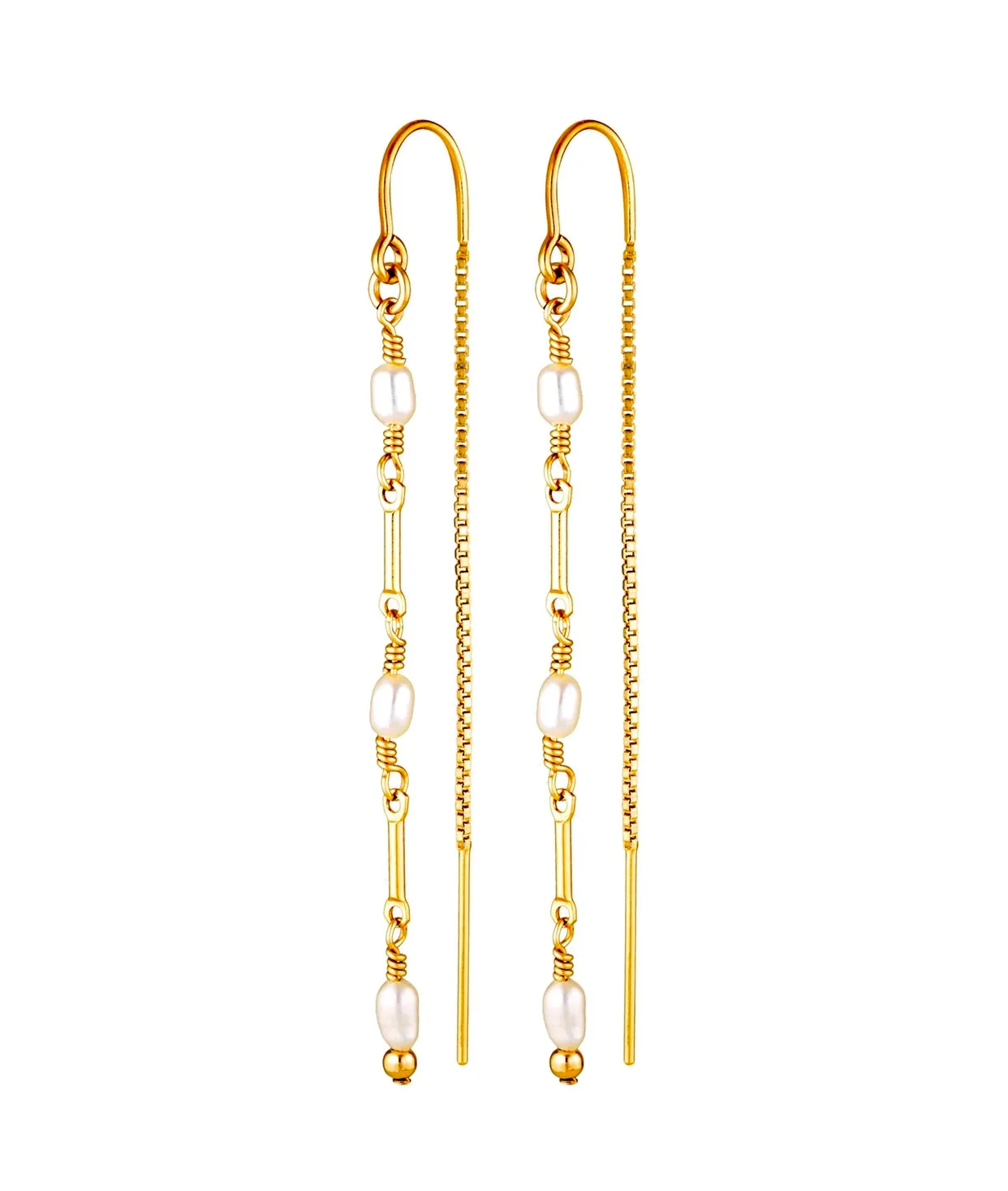 Belize Thread Earrings ~ Pearl