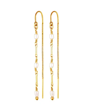 Belize Thread Earrings ~ Pearl