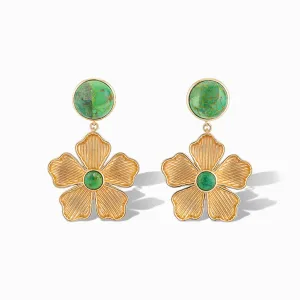 Belle Flower Drop Earrings in Green Mohave Turquoise