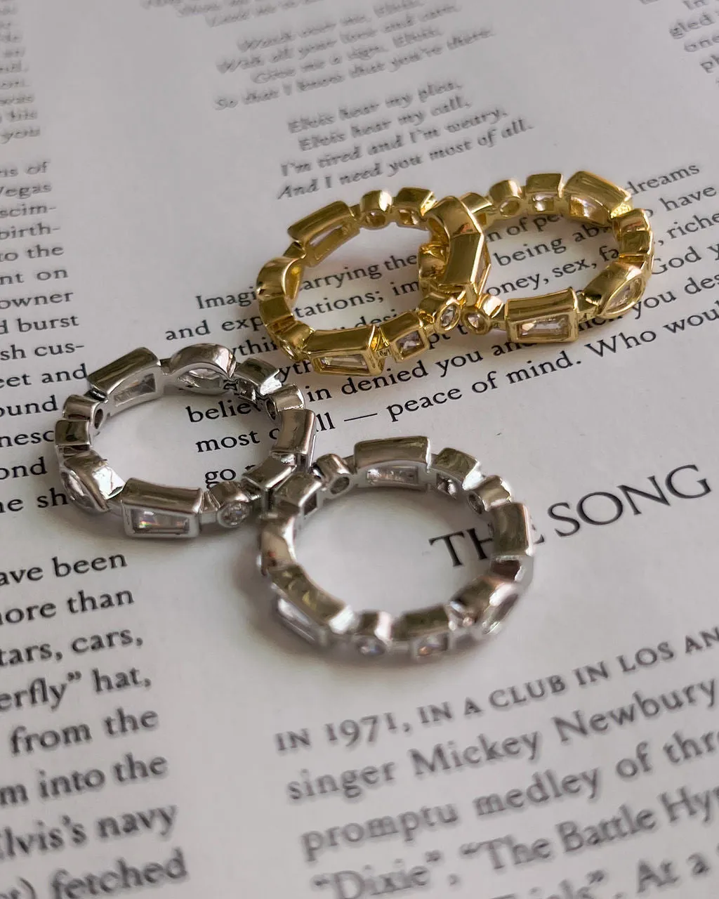 Bezel Stone Ring Set- Silver