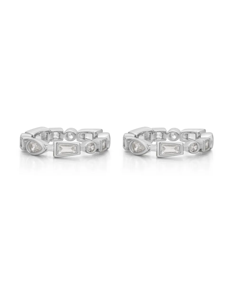 Bezel Stone Ring Set- Silver