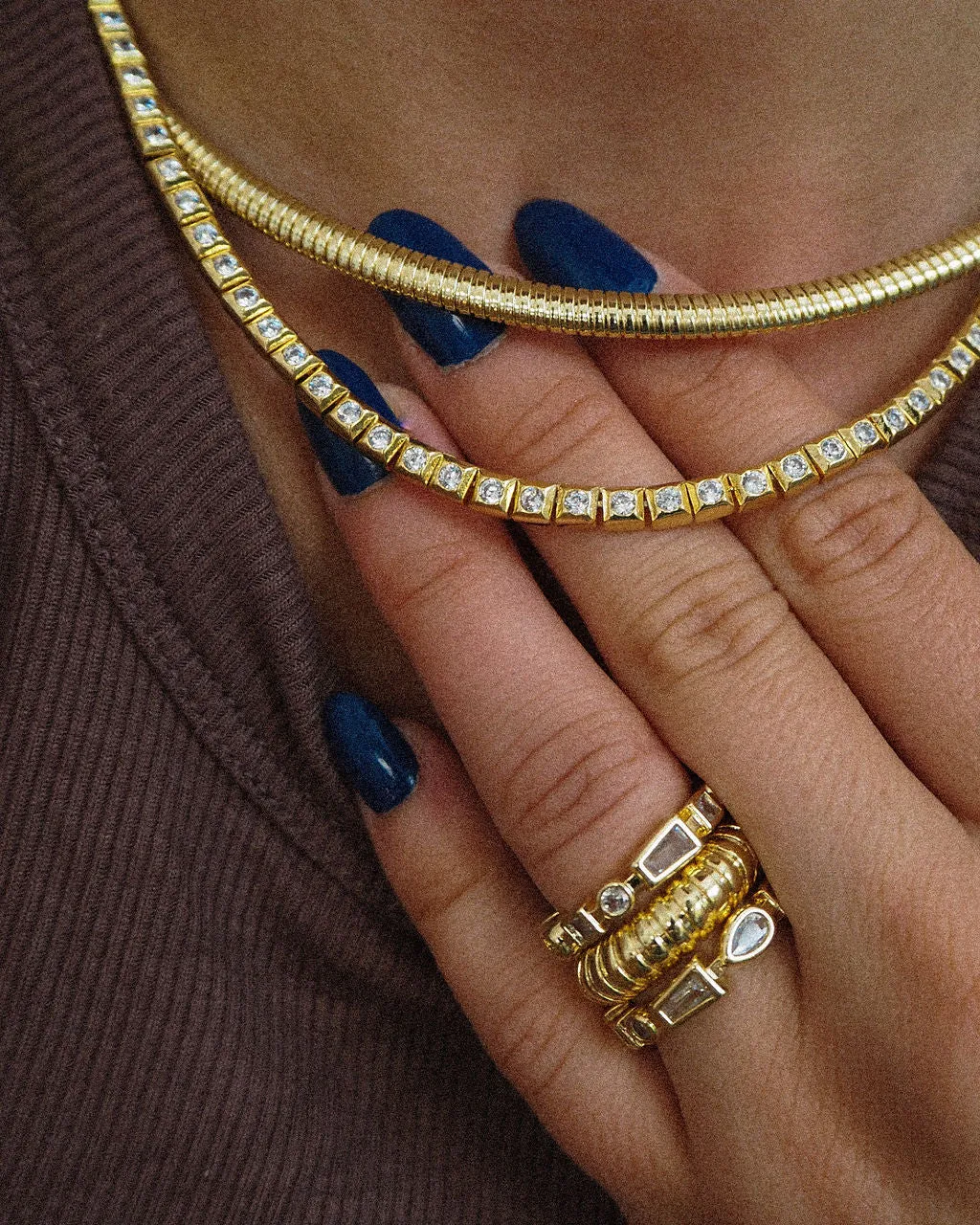 Bezel Stone Ring Set- Silver