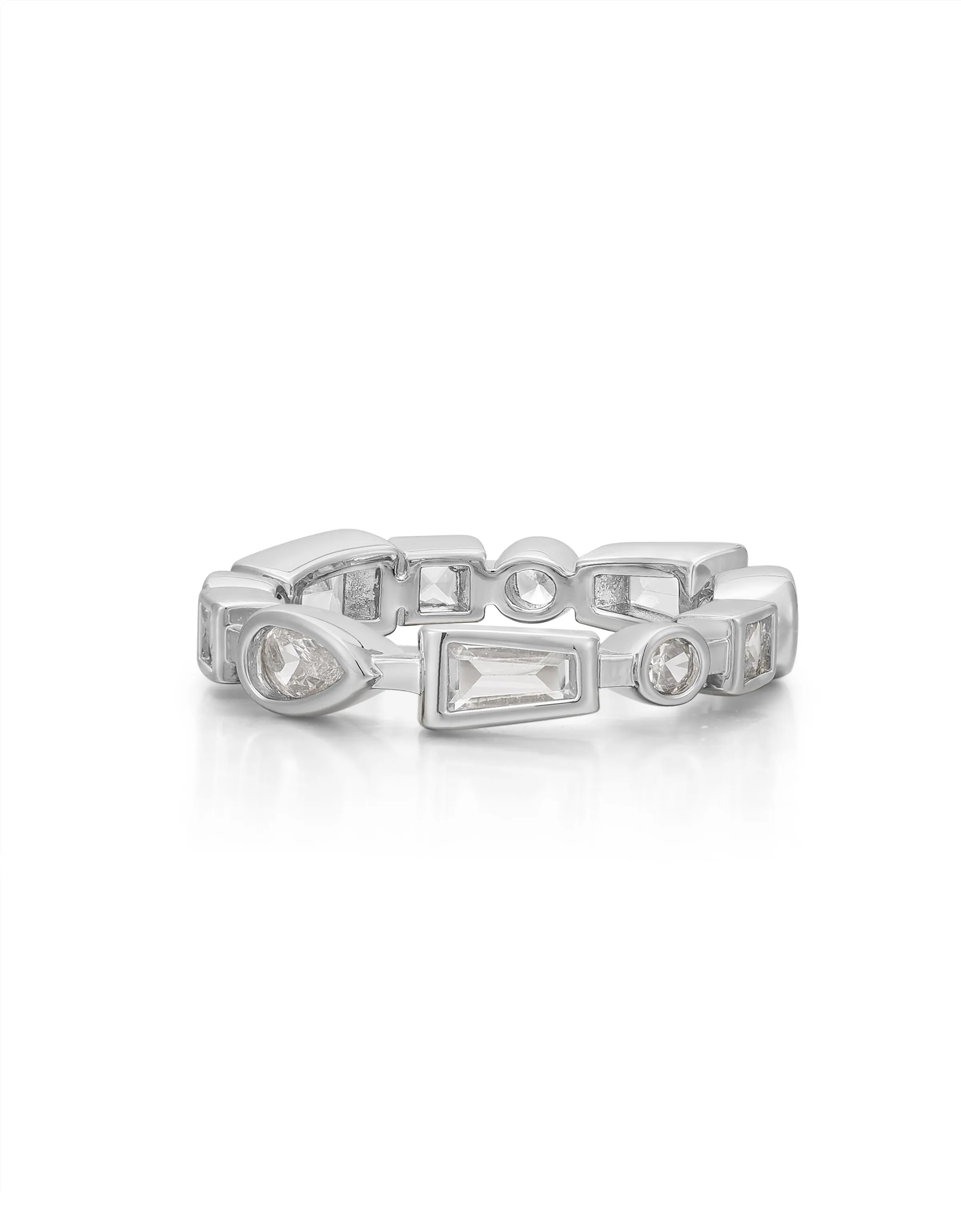 Bezel Stone Ring Set- Silver