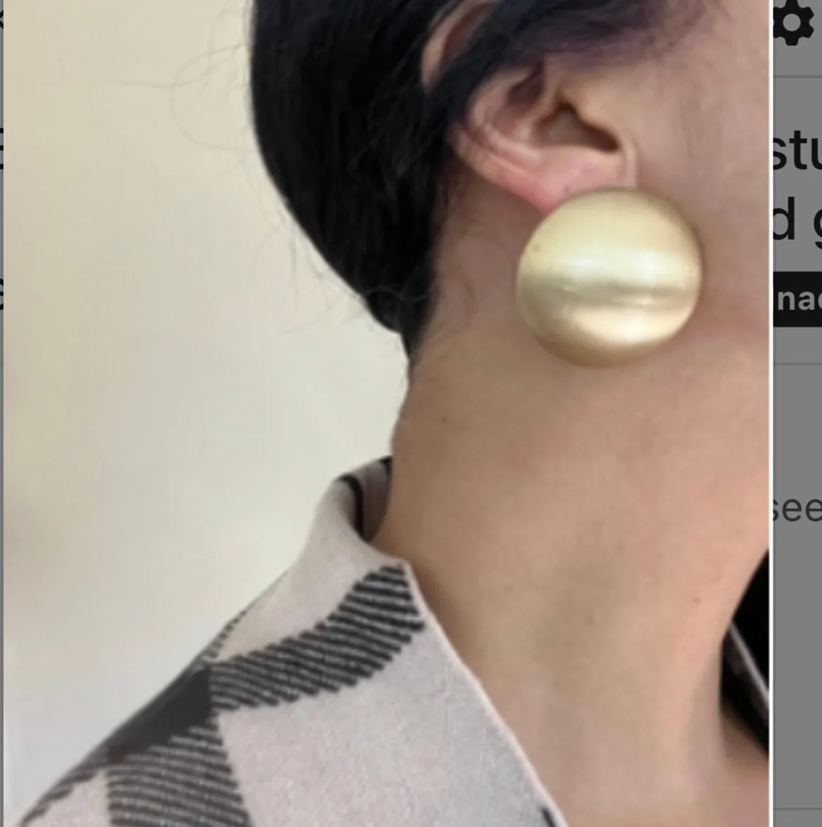 Big gold dome earrings , gold studs large , huge gold stud earring , round gold earrings , chunky gold studs