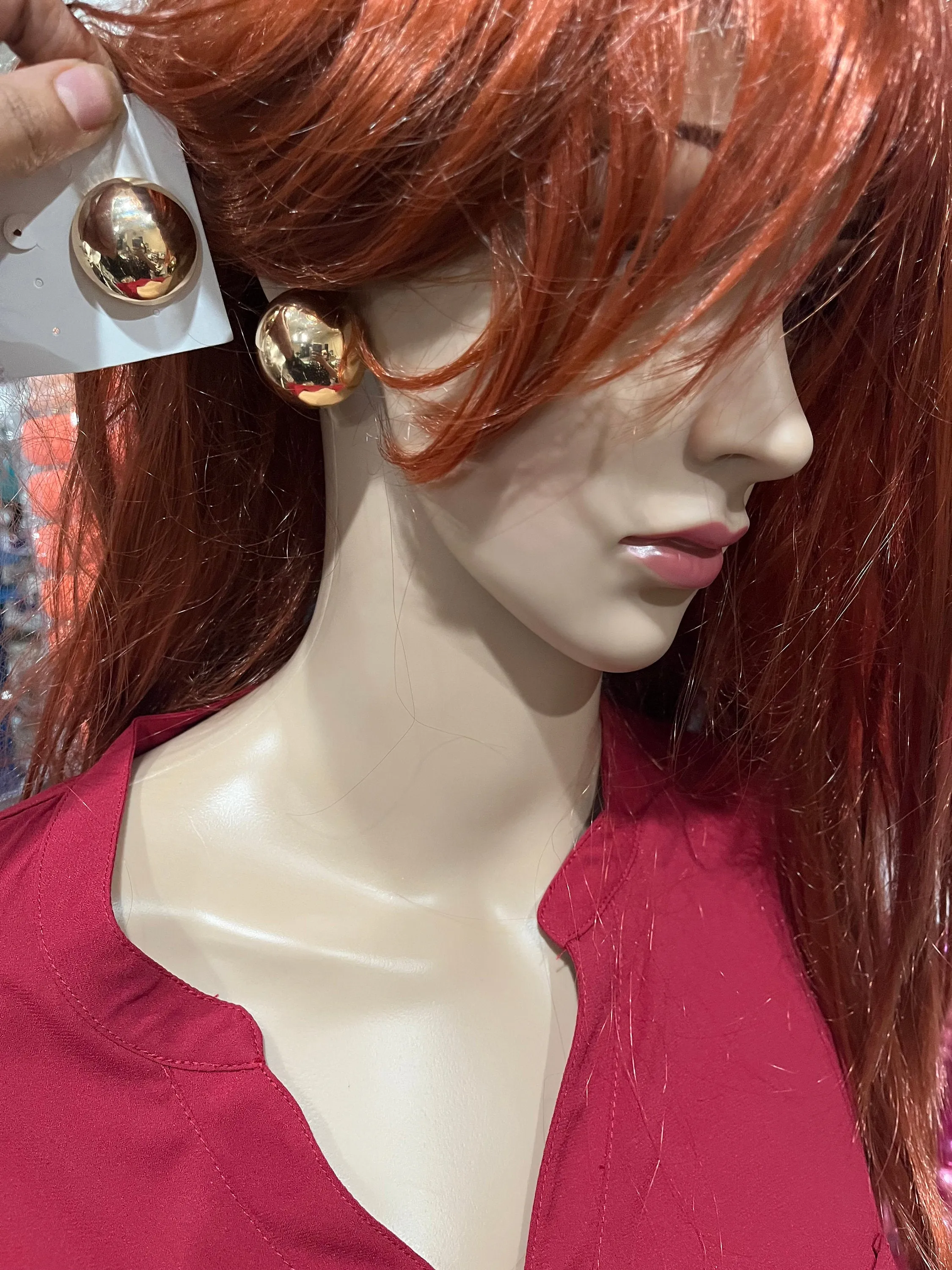 Big gold earrings , gold mirror studs large ,huge gold stud earring , dome gold ball round earrings , chunky gold studs statement