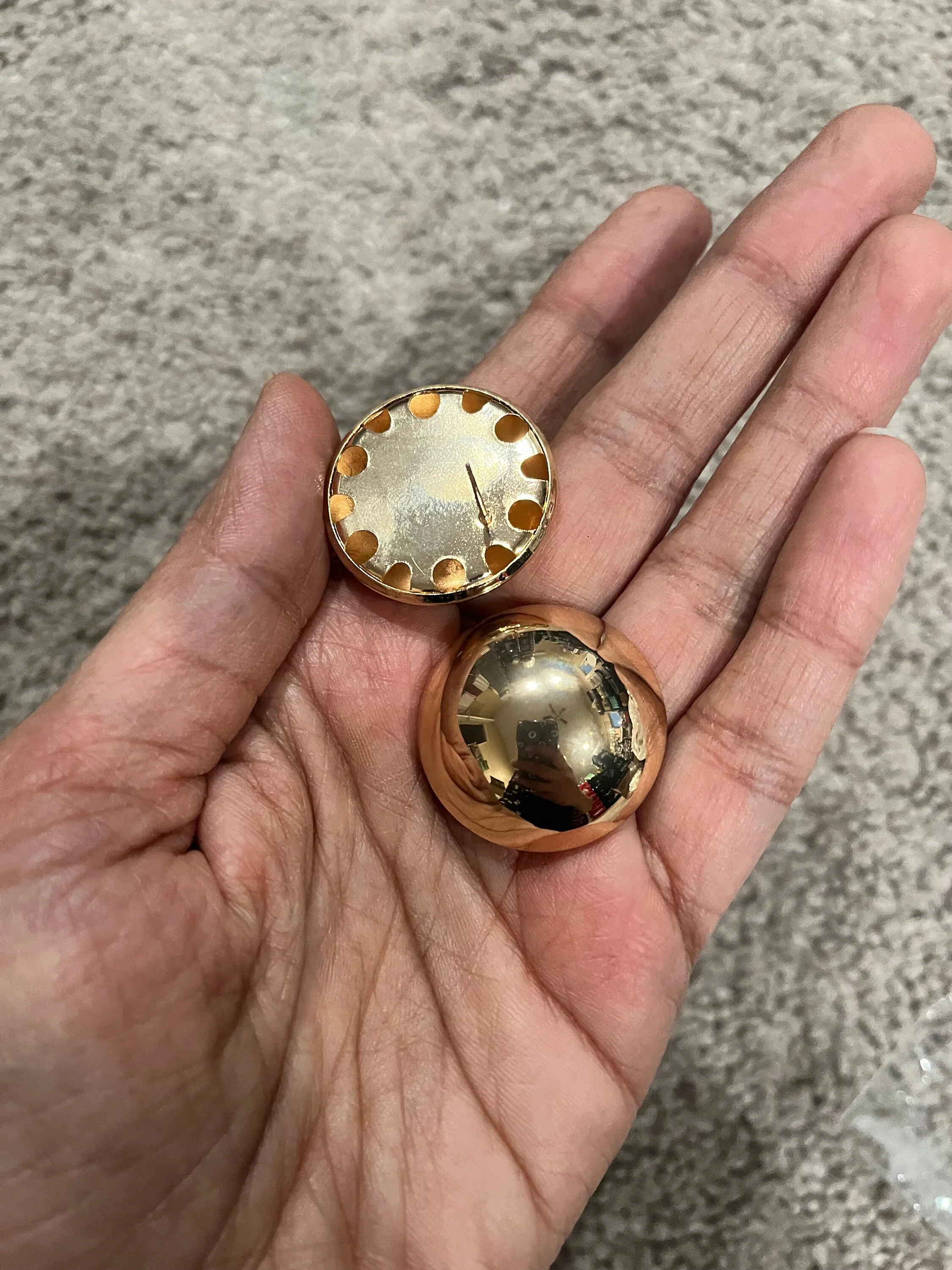 Big gold earrings , gold mirror studs large ,huge gold stud earring , dome gold ball round earrings , chunky gold studs statement