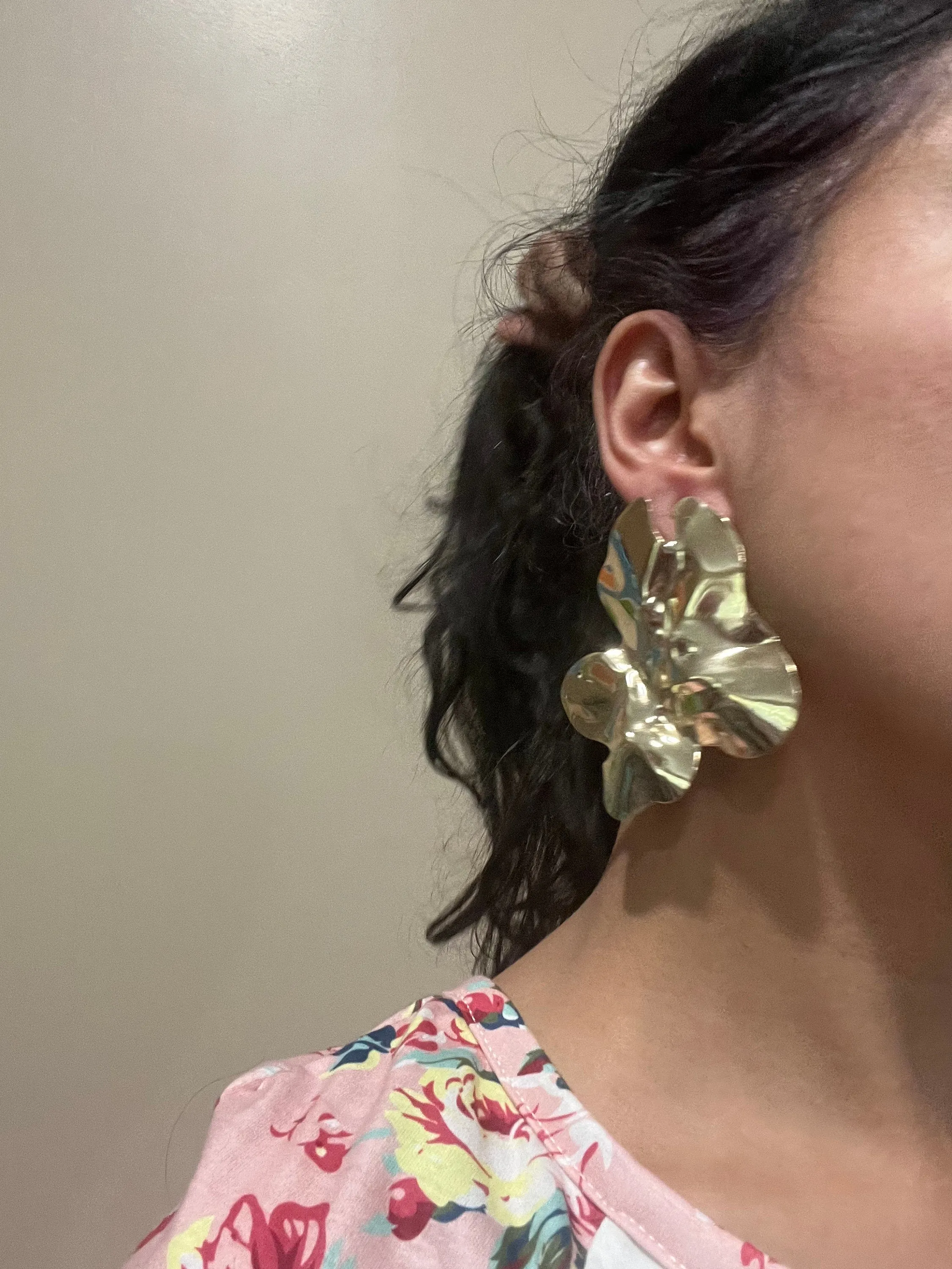 Big gold statement earrings , gold studs large , huge gold stud earring , abstract gold earrings , chunky gold studs bold