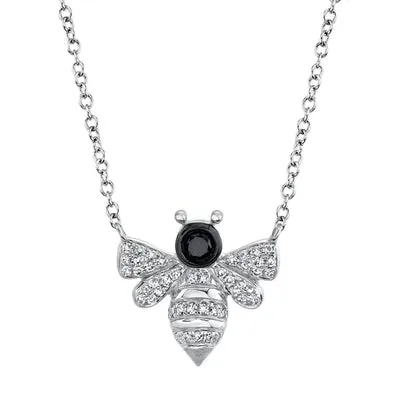 Black & White Diamond Bee Necklace