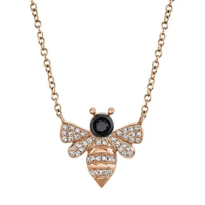 Black & White Diamond Bee Necklace
