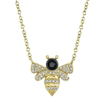 Black & White Diamond Bee Necklace