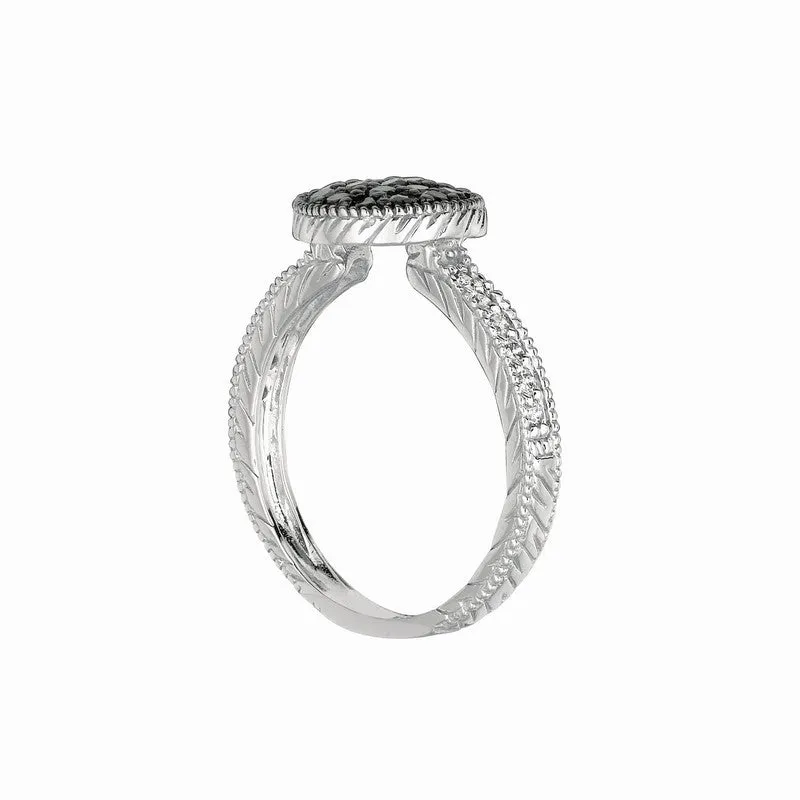 BLACK & WHITE DIAMOND ROUND RING 14K GOLD (0.62 CTW)