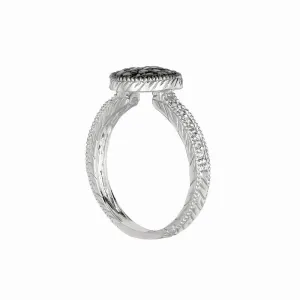BLACK & WHITE DIAMOND ROUND RING 14K GOLD (0.62 CTW)