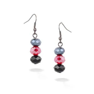 BLACK AND RED CRYSTAL  EARRINGS #HNE91069 BLK/RED (TE10)