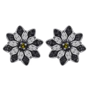 Black Dahlia Earrings (Silver, Stud)