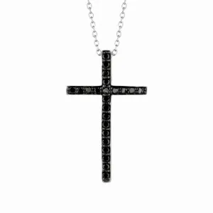BLACK DIAMOND CROSS NECKLACE 14K GOLD (0.21 CTW)