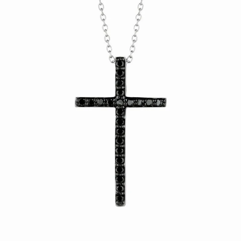 BLACK DIAMOND CROSS NECKLACE 14K GOLD (0.21 CTW)