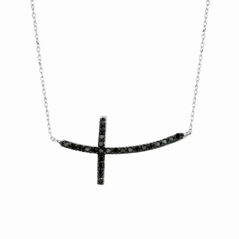 BLACK DIAMOND CROSS NECKLACE 14K GOLD (0.25 CTW)