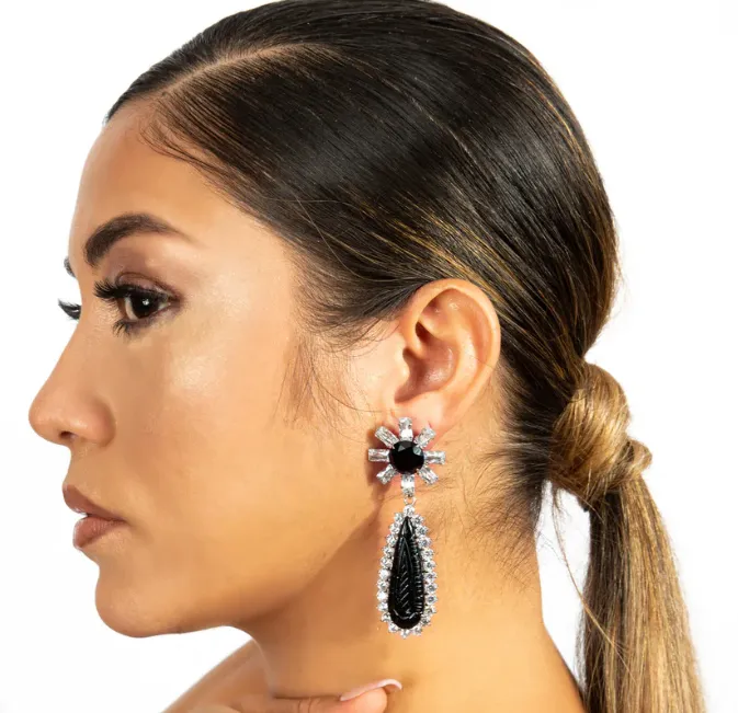 Black Onyx and CZ Earrings