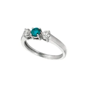 BLUE & WHITE DIAMOND 3 STONES RING 14K GOLD (0.75 CTW)