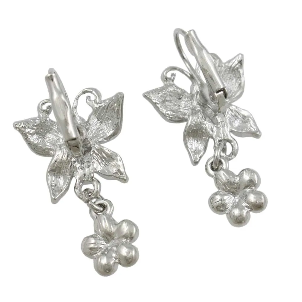 Blue Butterfly with Crystal Daisy Pierced Earring - REE509